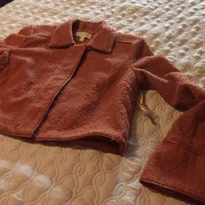 Rye Grass Burnt Orange Short Tweed like Jacket Bell Sleeves